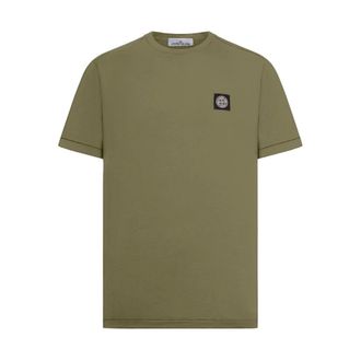 Stone Island T-Shirts, male, Green, Size: 2XL Cotton T-Shirt