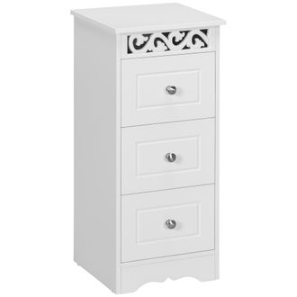 HOMCOM Armario De Almacenamiento Cajonera Blanca C&oacute;moda Con 3 Cajones Para Cocina Comedor Sal&oacute;n Dormitorio 29,8x29,8x68,5 Cm