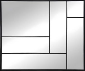 Vente-Unique Espejo industrial desestructurado de metal - Ancho 150 x Alt. 130 cm - Negro - MALDONIA