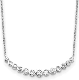 Diamond2Deal 14K Gold 3/4 Ct Lab Grown Diamond Graduated Curved Bar Necklace 18