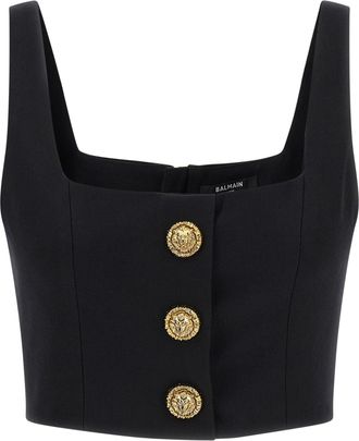 Balmain Button Top Tops Black
