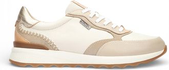 Pikolinos damessneakers van beige leer met vetersluiting - Arrecife