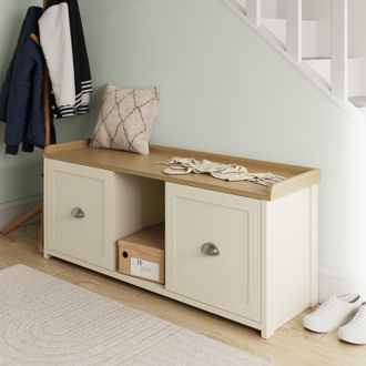 GFW Lancaster 2 Door Shoe Bench in Cream