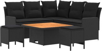 vidaXL Juegos De Muebles 6 Uds. Negro Rat&aacute;n Sint&eacute;tico Vidaxl