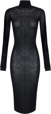 Elisabetta Franchi Kleedjes, Dames, Zwart, XL, Gebreide Jurk met Openwerk