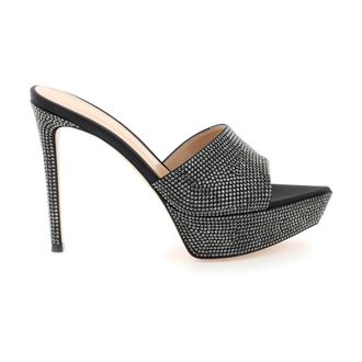 Gianvito Rossi Heeled Mules, female, Black, Size: 8 1/2 US Crystal Tracey Elegant Mules