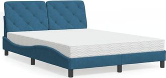 vidaXL Cama Con Colch&oacute;n Azul Terciopelo 120x200 Cm Vidaxl