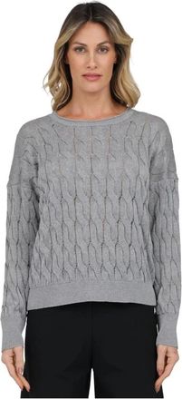 Alpha Studio Lange mouw ronde hals shirt - Dames - Ronde hals truien - Grijs - L - Truien & Vesten