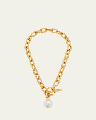 Ben-Amun Gold Chain Toggle Necklace with Pearly Drop