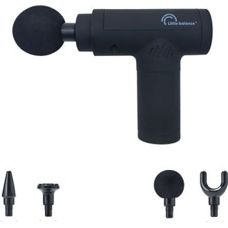 Little Balance Pistola De Masaje - Little Balance - Sport Relax - 6 Velocidades - 4 Cabezales - Negro