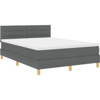 vidaXL Cama Tipo Box Spring Con Colch&oacute;n Gris Oscuro 160 X 200 Cm Tela