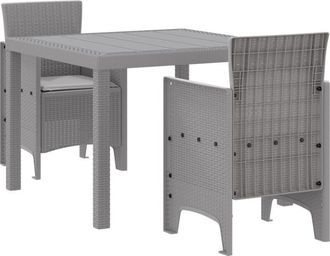 vidaXL Garden Dining Set 3 pcs Light Grey Polt rattan Vidaxl