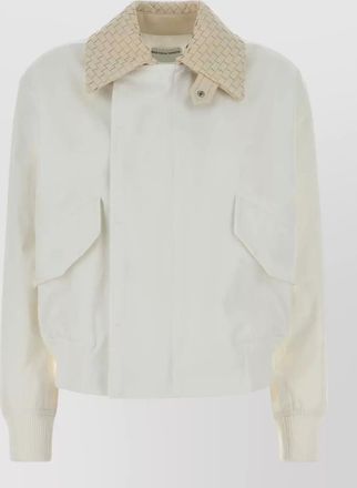 Bottega Veneta leather collar single-breasted coat