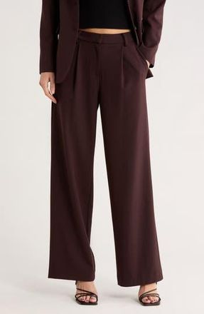 Wayf Pleated Wide Leg Trousers in Plum at Nordstrom Rack, Size X-Small