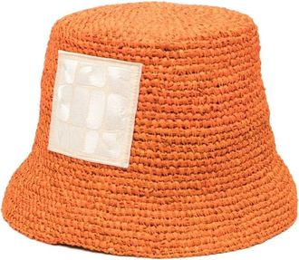Jacquemus Rieten Bucket Hat - Dames - Hoeden - Oranje - 56 CM - Accessoires