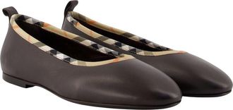 Burberry Womens Robin 05 Ballerinas - Burberry Leather Brown Lambskin Shoes Flat-Shoes