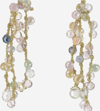 Mela Womens Teardrop Earrings Multicolour Natural Fibre