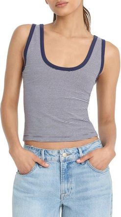 Good American Stretch Cotton Crop Ringer Tank in Horizon Stripe at Nordstrom, Size X-Small