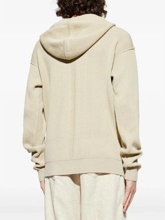 Rick Owens Temple Zipped Hoodie - Heren - Vesten - Beige - M - Wol - Truien & Vesten