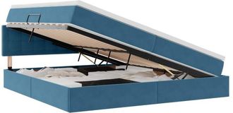 vidaXL Storage Bed with Mattress Dark Blue 200 x 200 cm Velvet vidaXL