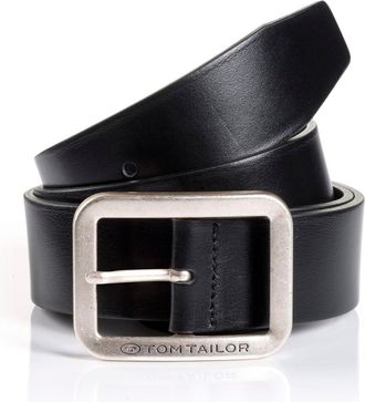 Tom Tailor Lederg&uuml;rtel TOM TAILOR, Herren, Gr. 120, schwarz, Rindsleder, G&uuml;rtel Lederg&uuml;rtel, bis Gr. 120