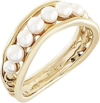 Dower & Hall 9k Gold & Pearl Waterfall Ring