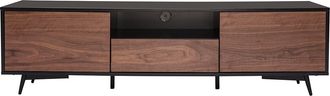 Miliboo Miliboo - Mueble Tv Negro Mate Y Contrachapado De Nogal Con 2 Puertas Y 1 Caj&oacute;n 160 Cm Mermoz