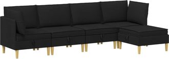vidaXL Juego De Sof&aacute; Modular Con Almacenamiento 5 Uds. Negro Tela Vidaxl