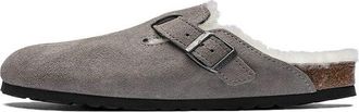 Birkenstock Boston Fur Narrow Suede Stone Coin Grey 1017650