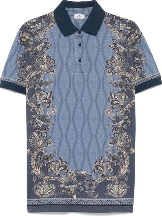 Etro Polo shirt - Heren - Polos - Blauw - S - Katoen - Tops