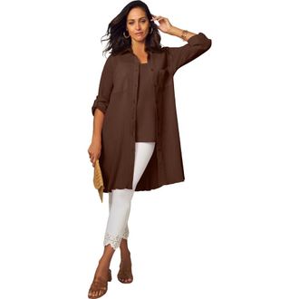 Jessica London Gauze Mega Tunic in Rich Brown at Nordstrom, Size 14