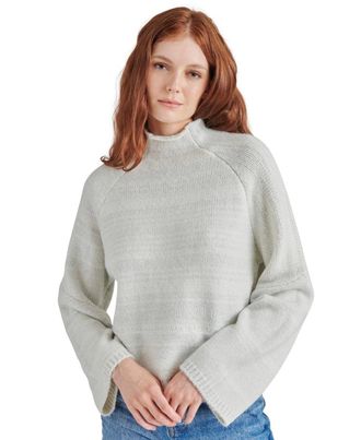 Steve Madden Sweater Womens Gray Raglan Sleeve Mock Neck Pullover PAL57
