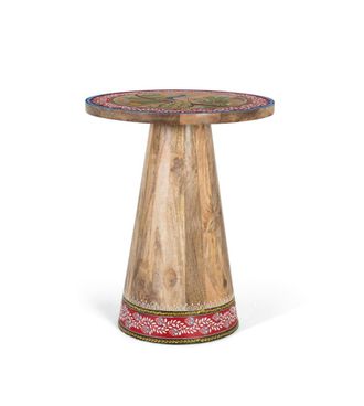 Giner&Colomer Mesa auxiliar de madera de mango con detalles pintados a mano