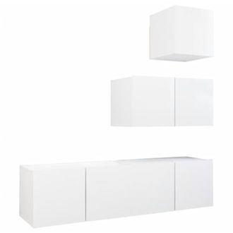 vidaXL Set Mobili Porta TV 4 pz Bianco in Legno Multistrato vidaXL