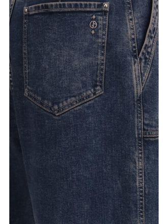Giorgio Armani Womens Wide-Leg Jeans With Belt Grey-Navy Cotton Trousers Grey/navy