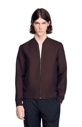 Sandro Zip-up jacket in Chocolate at Nordstrom, Size X-Large