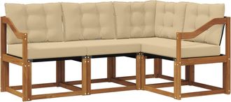 vidaXL Conjunto De Sof&aacute;s De Exterior 4 Uds. Natural Y Beige Vidaxl