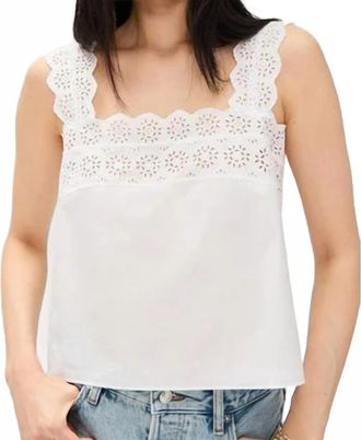 Frame Denim Eyelet Tank In White