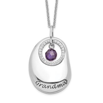 Diamond2Deal Sterling Silver Antiqued Cubic Zirconia For You Grandma Necklace