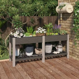 Berkfield Home Garden Raised Bed with Shelf Grey 175x50x75 cm WPC | Size: 175 x 50 x 75 cm