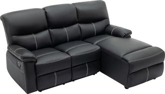 Vente-Unique Sof&aacute; rinconera derecha relax de piel sint&eacute;tica negro CANBY