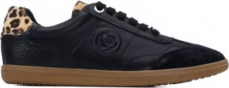 Carmela Womens Leather Lace-Up Sneakers In Black