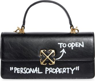 Off-white East/West Jitney Top Handle Leather Satchel in Black at Nordstrom Rack