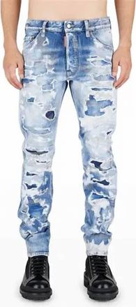 Dsquared2 Light Camo Glitter Wash Cool Guy Jeans In Blue