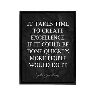 Artery8 Basketball Quote John Wooden Excellence Framed Canvas Wall Art Print in Grey | Size: W24 x H32