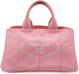 Prada Canapa Pink Canvas Handbag Tote Bag (Pre-Owned)