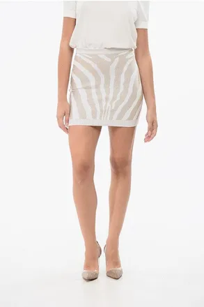 Balmain Lurex ZEBRA Miniskirt with Back Zip size 40