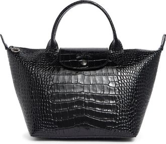 Longchamp Le Pliage Croc Embossed Tote in Black at Nordstrom Rack