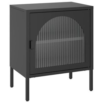 Berkfield Home Nightstands 2 pcs Black 50x35x60 cm Glass & Steel | Size: 50 x 35 x 60 cm