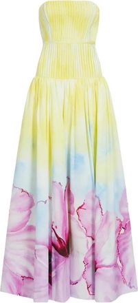 Aje Abito a fiori senza spalline - Giallo